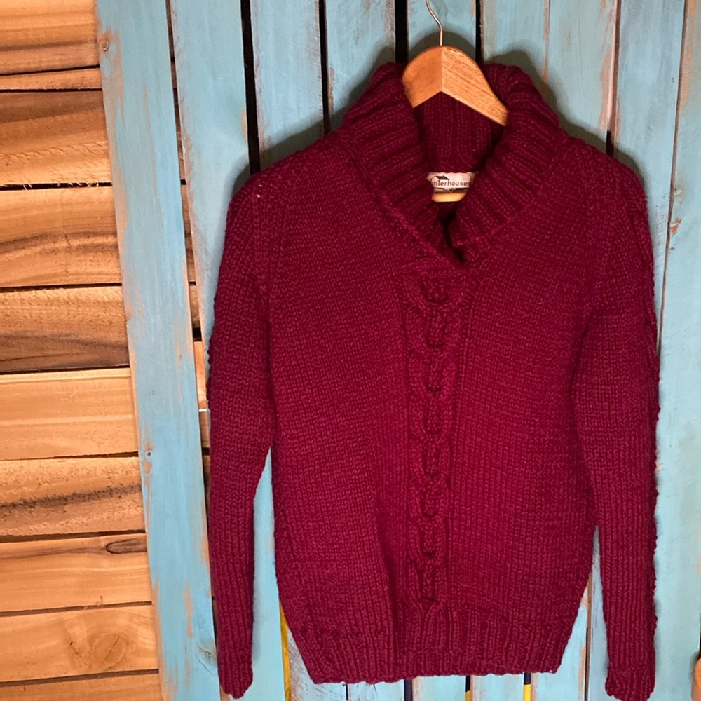 Vintage Winterhouses  chunky knit sweater maroon size medium made in Canada